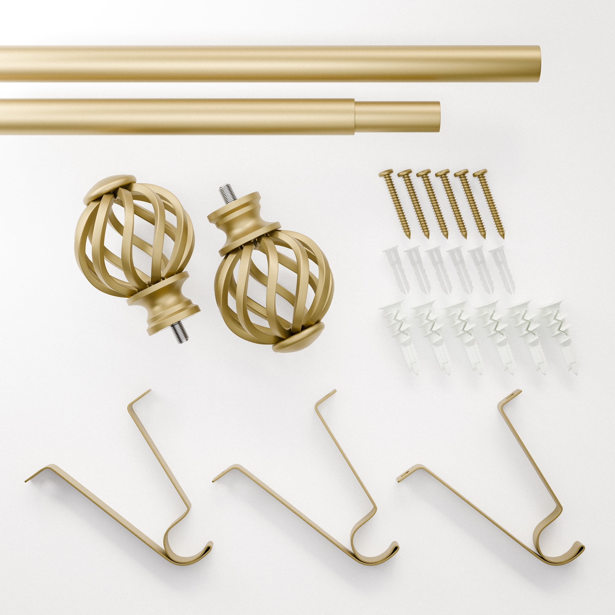 Mainstays 3/4" Gold Twist Cage Adjustable Single Curtain Rod Set, 30"-84"