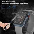 thumbnail image 3 of 2 Pack Matte Blue 45mm Case for Apple Watch Series 7 8 45mm Tempered Glass Screen Protector Case, Full Coverage Hard Pc Shockproof Iwatch Cover Bumper (45mm, Blue+Blue), 3 of 5