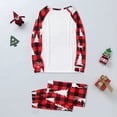 thumbnail image 5 of Matching Christmas Pajamas for Family Graphic Reindeer Casual Letter Printed Crew Neck Long Sleeve Shirts Comfy Plaid PJ Sleepwear Outfits Women Red M, 5 of 7