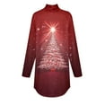 thumbnail image 5 of TQWQT Cowl Neck Tops for Women Plus Size Xmas Tree Snowflake Printed T-Shirt Turtleneck Long Sleeve Loose Fit Curved Hem Graphic Tee Fall Outfits 2024 Tunic Top Red XL, 5 of 5