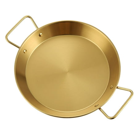 

1pc Household Frying Saucepan Binaural Stainless Steel Pan Pasta Plate(Golden)