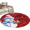 thumbnail image 2 of 4Ft Round Rug, Christmas Snowman Non-Skid Rubber Backing Large Area Rugs - Living Room Bedroom Home Office, Xmas Birds Winter Snowflake Red Indoor Floor Mat Carpets Washable Rug, 2 of 9
