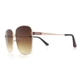 thumbnail image 6 of Womens Luxurious Oversized Rectangle Metal Rim Boyfriend Sunglasses Gold - Brown, 6 of 8