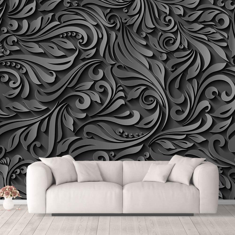 Modern Luxury Pattern Dark Floral Flower Living Room Wallpaper Mural,Self-Adhesive Peel And Stick 3D Wall Decal Bedroom Designer Wall Decor