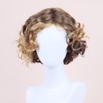 thumbnail image 4 of Peluca para Mujer con Cabello Corto Rizado Personalizada Esponjosa Castaño Dorado Degradado Rosa Peluca de Malla, 4 of 10