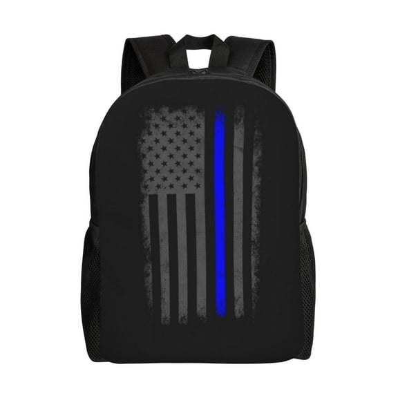 Carry On Backpack Retro Thin Blue Line Flag Travel Laptop Backpack For Women Men Traveling Business Hiking Casual Gym