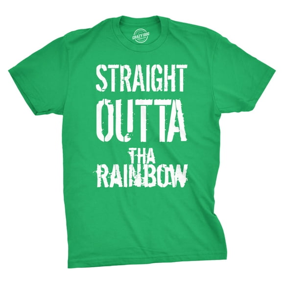 Mens Straight Outta The Rainbow Funny Green Saint Patricks Day St Patty T Shirt Graphic Tees