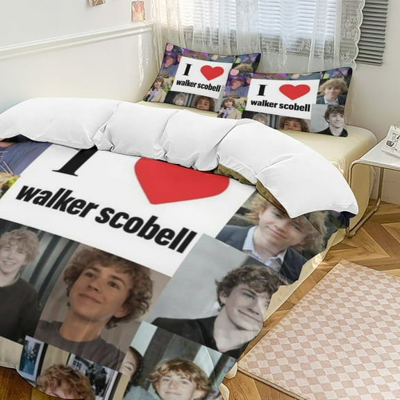 Walker Scobell 3 Piece Comforter Bedding 1 Set Super Soft Quilt Cover with 86 Pillowcases Funny Merch Movie Fans Gifts for Girls Boys Kids Adults 86"×70"