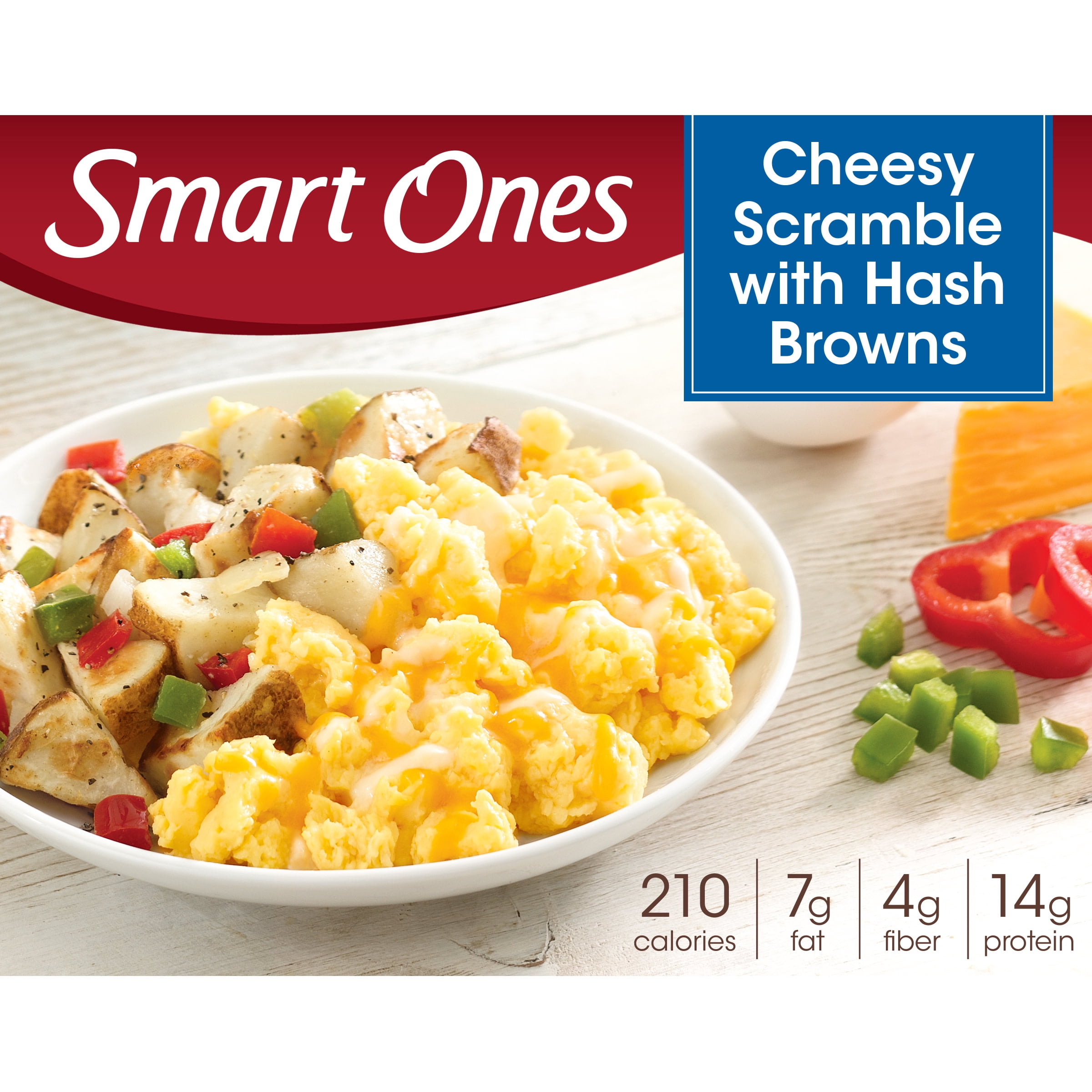 Smart Ones Cheesy Scramble with Hash Browns, Eggs & Cheddar, Monterey Jack & Mozzarella Cheeses Frozen Meal, 6.49 oz Box