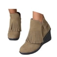 thumbnail image 3 of Women's Ankle Boots - Fashion Fringe Suede Block Heel Booties with Side Zipper for Comfortable Casual Daily Wear, 3 of 9