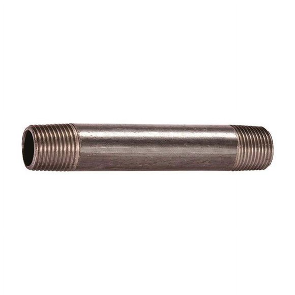 B & K Produits 4911996 Tétine en Fer Noir Mallable, 2.5 Po MPT x 2.5 Po Dia. x 8 Po MPT