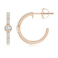 thumbnail image 2 of ANGARA Natural Bezel-Set Diamond Hoop Earrings in 14K Rose Gold for Women (Size-2.8mm| Color-G| Clarity-VS2) | April Birthstone, Anniversary, Jewelry Gift for Women | Natural Diamond Earrings, 2 of 7