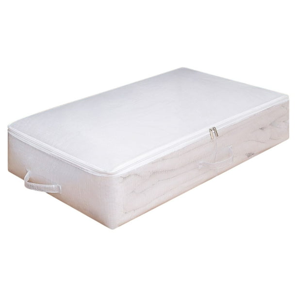Caja de almacenamiento debajo de la cama, de tela transparente, plegable, organizador de mantas para el hogar, caja grande para guardar juguetes y ropa.