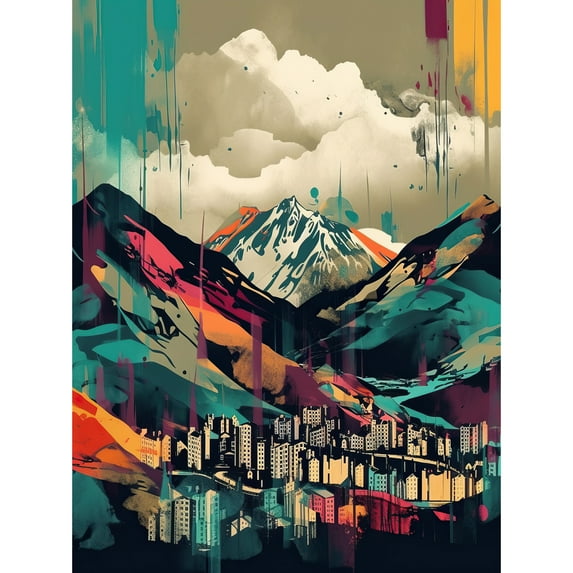 Ben Nevis and Fort William Modern Bold Landscape Unframed Wall Art Print Poster Home Decor Premium