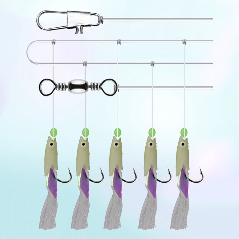 HEMOTON Luminous Fishing Hook for Sea Fishing Made of Carbon Steel in  Assorted Color 5in1 Design Increases Catch