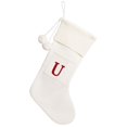 thumbnail image 2 of Christmas Stockings with Initials, Personalized Embroidered Monogram 16.5 Inches Knitted Christmas Stockings Fireplace Xmas Stockings for Family Holiday Party Decoration White Red Letter, 1Pcs, 2 of 7