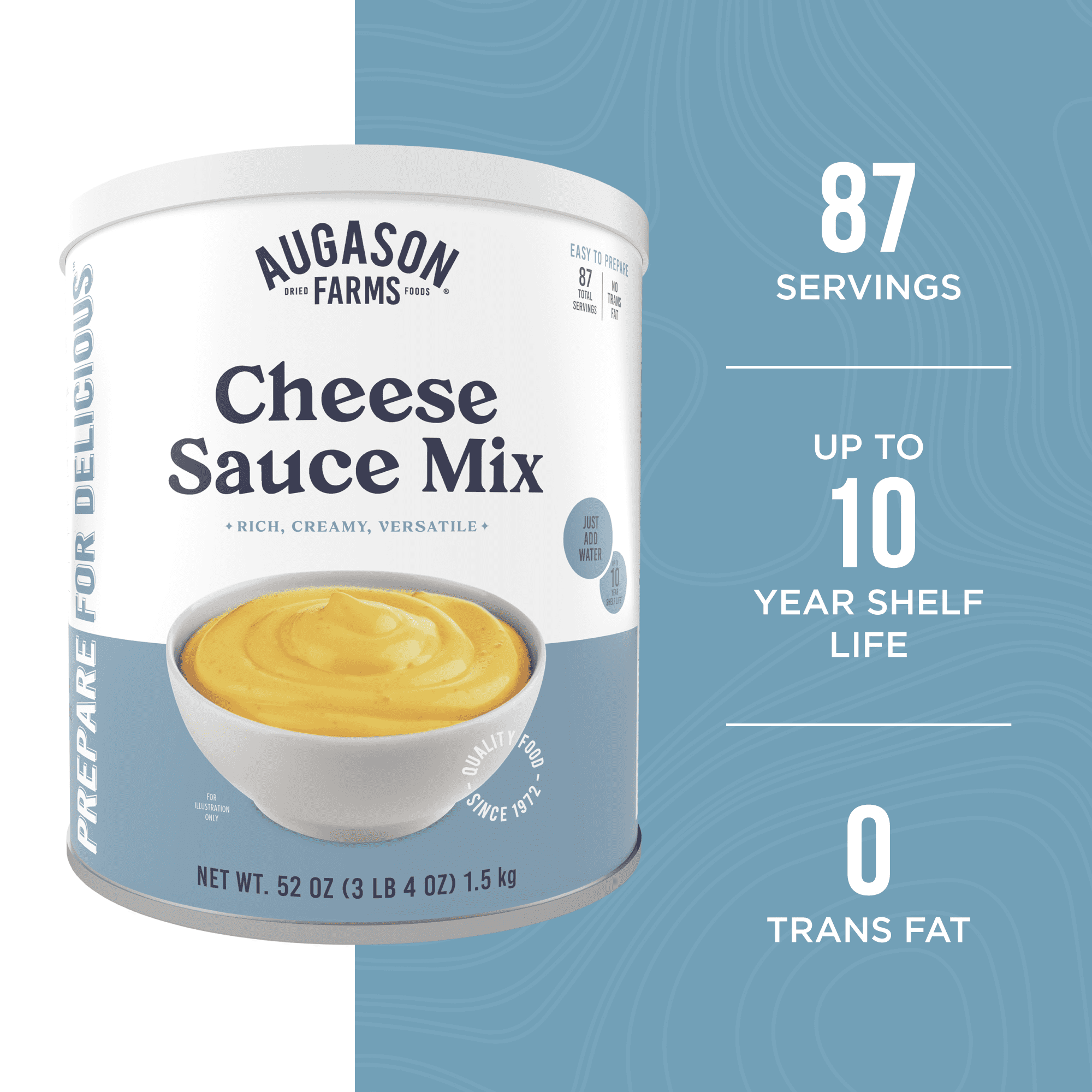 Augason Farms Cheese Sauce Mix Can Emergency Food Supply, 87 Servings, 10 Year Shelf Life - Shelf Stable Cheddar Cheese Powder Canned Food