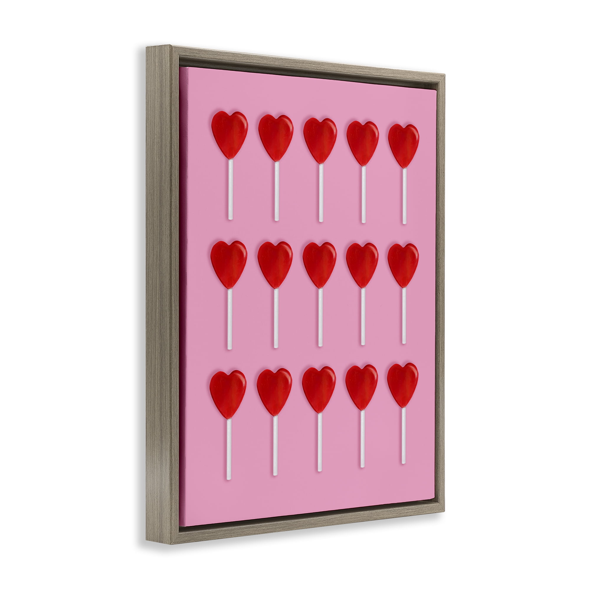 Stupell Industries Heart Lollipops Collection Brown Framed Floater Canvas Wall Art, design by LISH Creative