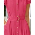 thumbnail image 4 of Vestido midi ZESICA 2025 de verano bohemio con cuello en V y manga ondulada, 4 of 8