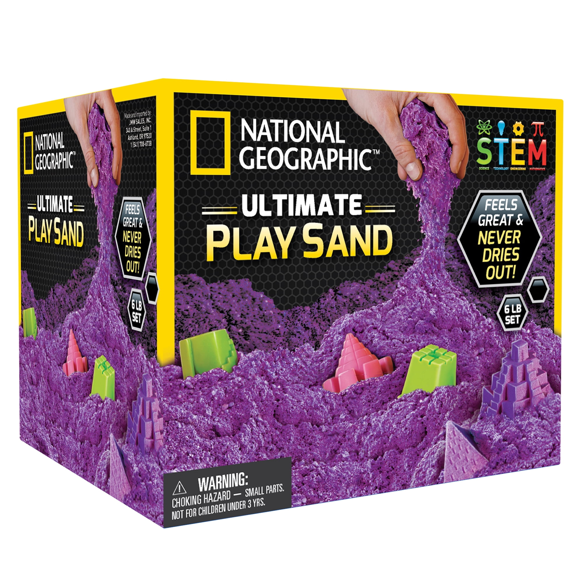 National Geographic NATIONAL GEOGRAPHIC Play Sand Combo Pack - 2 LBS each  of Blue, Purple and Natural Sand with Castle Molds - A Kinetic Sensory