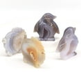 thumbnail image 4 of Svanörn Huvud Fisk Uggla Pingvin Staty Natursten Grå Agat Geod Healing Kristallsnideri Djurfigurer Hantverk Heminredning Nine-tailed Fox 3pcs, 4 of 5