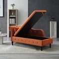 thumbnail image 3 of Holaki 60" Velvet Multifunctional Storage Chaise Lounge Buttons Tufted Nailhead Trimmed Solid Wood Legs with 1 Pillow, Orange, 3 of 10