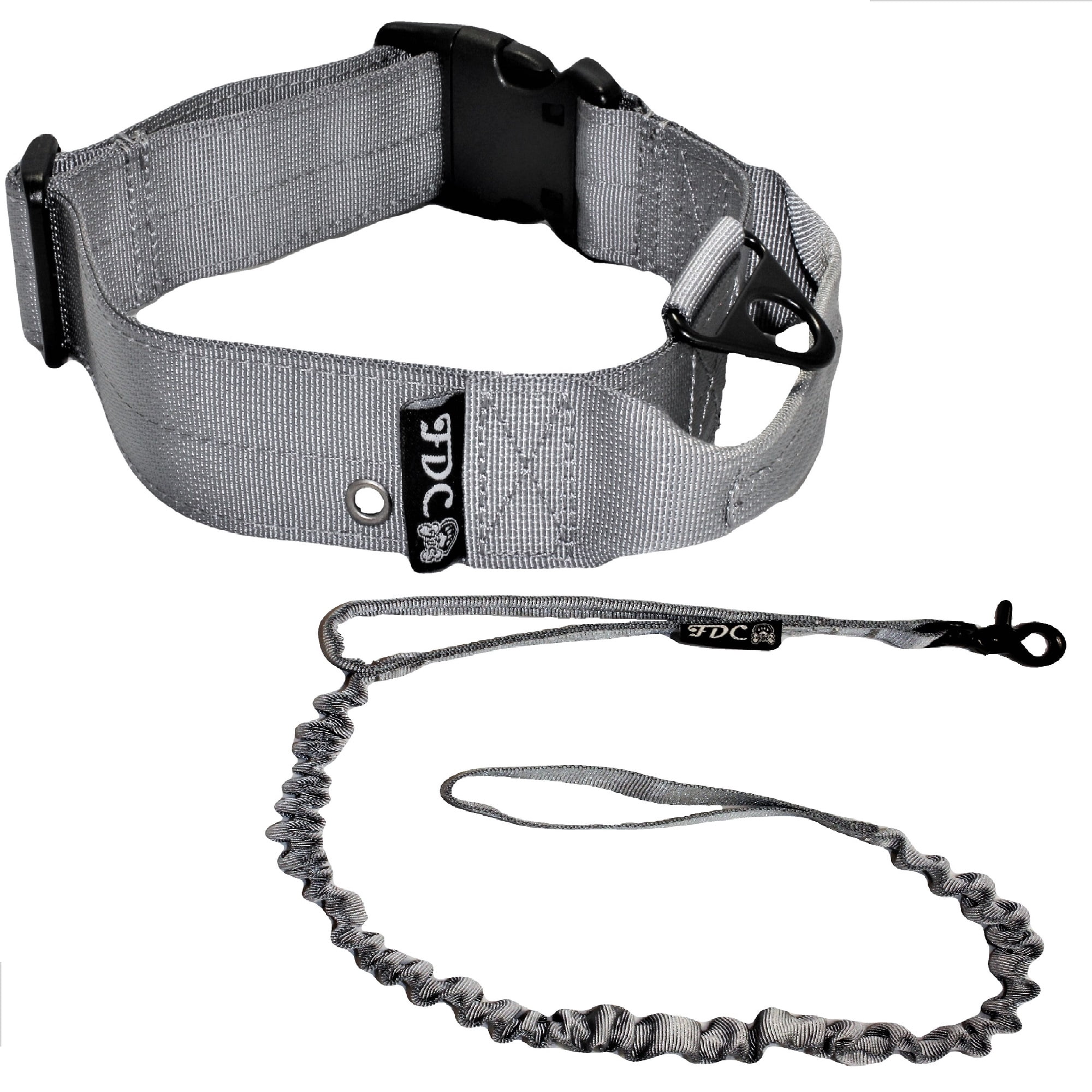 SET of Tactical COLLAR and LEASH Dog Military Army HEAVY DUTY Traning with HANDLE Width 1.5in Plastic Buckle  XL: Neck 16" - 20"