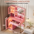thumbnail image 5 of Makeup Vanity Desk with LED Mirror, Charging Station, Storage Drawers & Cabinets for Bedroom, 5 of 8