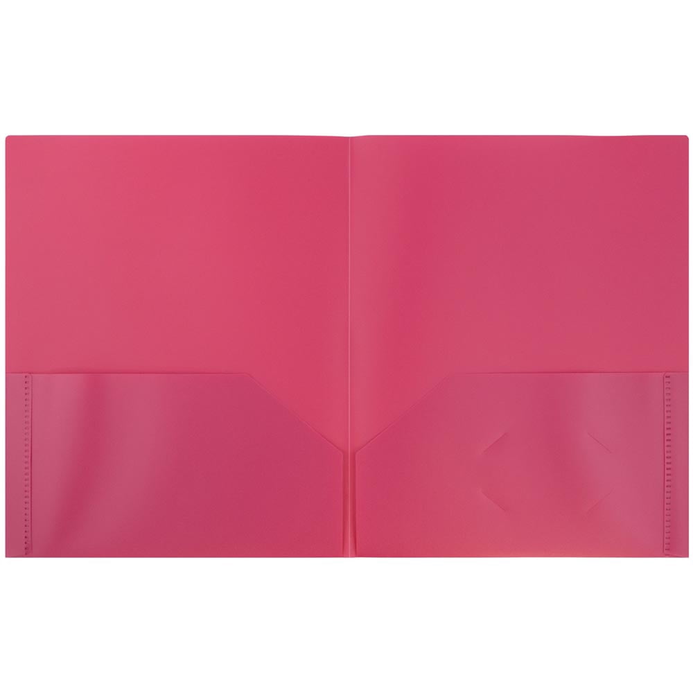 JAM Paper Plastic 2 Pocket School POP Folders, Fuchsia Hot Pink, 6 per Pack