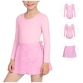 thumbnail image 4 of Conjuntos de blusas y camisas de cuello redondo y manga larga Ropa de baile para niñas Vestido de práctica de red con lentejuelas de manga larga con espalda en forma de corazón Conjunto de dos piezas, 4 of 8