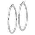 thumbnail image 2 of 925 Sterling Silver Rhodium-plated 3.00mm Diamond Cut Hoop Earrings; for Adults and Teens; for Women and Men, 2 of 3