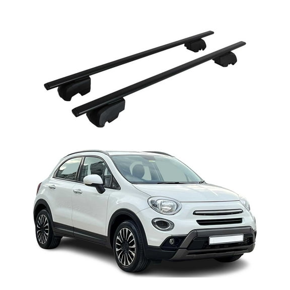 Roof Racks Luggage Carrier Cross Bars Iron for Fiat 500X 2016-2023 Black 2Pcs