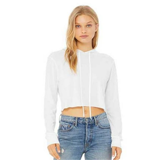 Bella B654450030 Womens Triblend Cropped Hoody Solid White Triblend Small Walmart