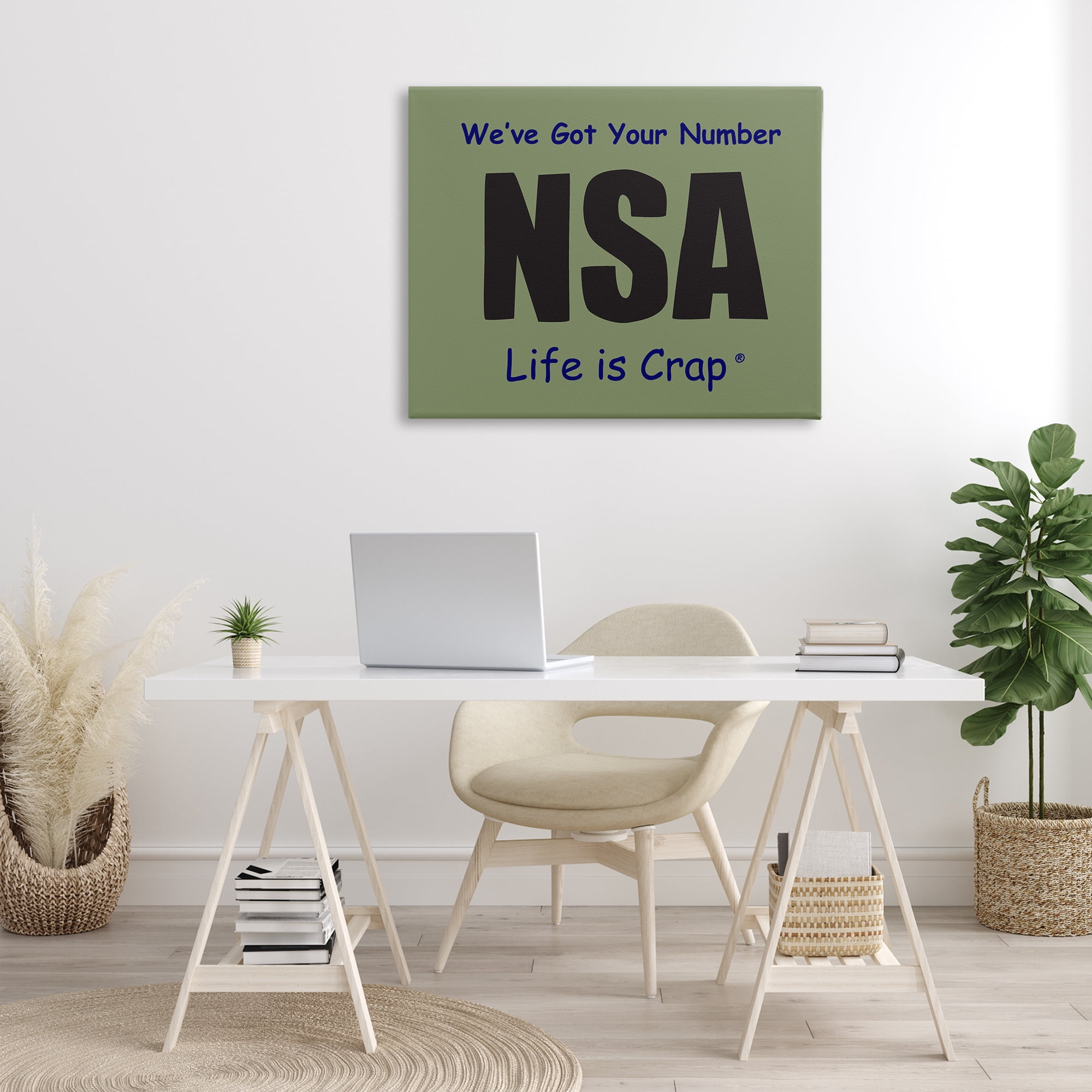 Stupell Industries Got Your Number NSA Novelty & Humor Painting Wrapped Canvas Art Print Wall Art, 40 x 30