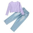 thumbnail image 4 of Lovebay Kids Big Girls Cotton T-shirt Tops + Denim Ripped Long Pants Outfits Clothes 4-8 Years, 4 of 14