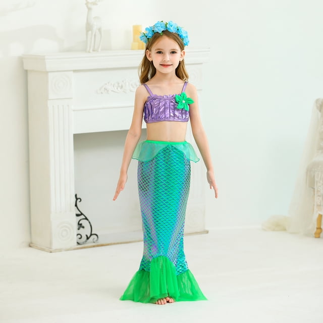 Vestido de princesa sirena, vestido de actuación para festival, vestido de bebé de primavera y verano para niñas, vestido de baile con cola de sirena