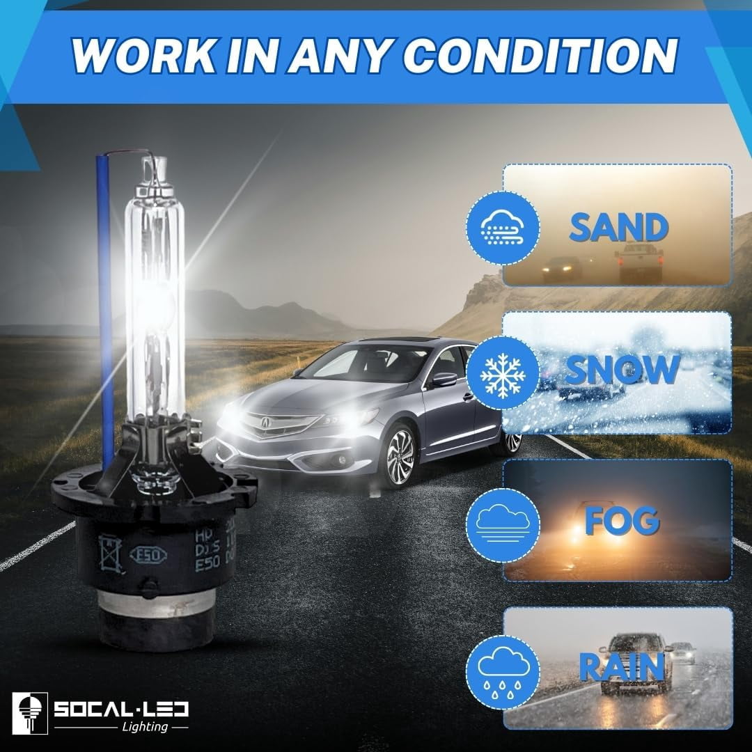 D4S 35W Xenon HID Headlight Bulbs - 4300K 6000K 8000K 10000K 12000K - 66440 42402 42402WX OEM High Low Beam Direct Replacement - Pack of 2