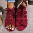 thumbnail image 6 of KIJBLAE Women's Lace-Up Gladiator Sandals, Open Toe Cutout Ankle-Tie Shoes, Plus Size Edgy Comfort Footwear for Casual Outings Wine 37, 6 of 8