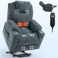 thumbnail image 2 of Resenkos Power Lift Recliner Chair, Massage & Heat, Dual USB Ports, Cup Holders, 155° Recline, Blue, 2 of 16