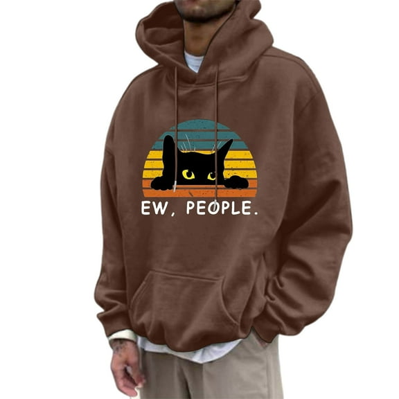 Valora Men Sweatshirt heavyweight pullover hooded sweatshirt with stylish front pocket and adjustable drawstring for everyday casual comfort in autumn winter Brown 3XL