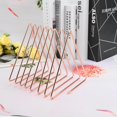 thumbnail image 2 of Triangle Magazine Holder File Organizer, Metal File Sorter, for Books, Magazines, Newspapers, Office, Home (Rose Gold), 2 of 4
