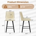 thumbnail image 5 of Firmoz Set of 3 Swivel Bar Stools, PU Leather 24.5" Counter Height Chairs with Back, Industrial Metal Footrest for Kitchen Island, Beige, 5 of 11