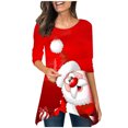 thumbnail image 2 of Pntutb Moda Mujer Cuello Redondo Manga Larga Estampado Casual Camiseta Blusa Pntutb Pntutb-8179, 2 of 5