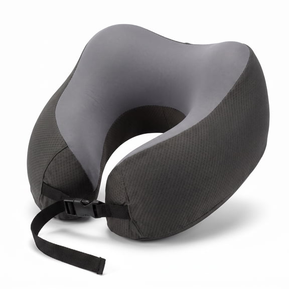Reifier Memory Foam Travel Neck Pillow with Breathable Washable Cover, Gray