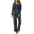 thumbnail image 2 of Wyongtao Women's Plaid Pajama Sets Long Sleeve Button Down Sleepwear Nightwear Soft Pjs Lounge Sets with Pockets,Green XL, 2 of 4