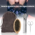 thumbnail image 3 of Beard Care Set for Men, Mane Stainless Steel Beard Brush Comb Shaving Set Modeling Cleaning Care Kit + Cloth Bag, 3 of 8