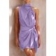 thumbnail image 3 of Vestido PRETTYGARDEN Morado Sin Mangas de Satén con Cinturón Talla XXL, 3 of 8