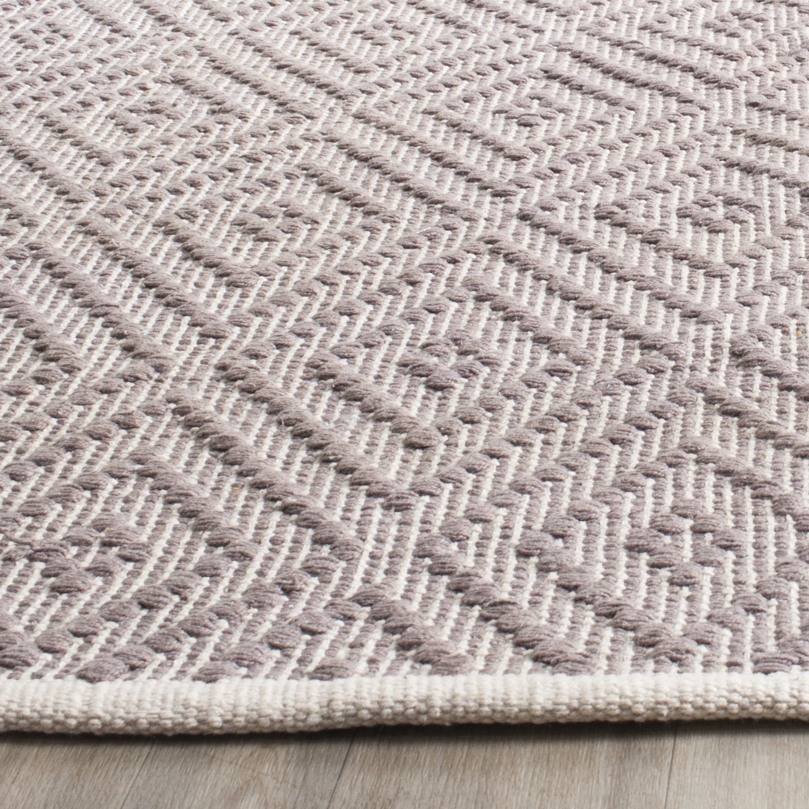 SAFAVIEH Montauk Kimberlyn Geometric Diamond Cotton Area Rug, Grey/Ivory, 10' x 14'