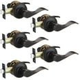 thumbnail image 1 of E-Home Hardware 5 Pack Oil Rubbed Bronze Door Handles, Interior Door Knobs for Hallway/Closet/Storeroom, Non-Lock Passage Door Handle, Keyless Door Lever, Wave Design, Universal Handing, 1 of 4