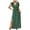 Green, variant on qolati Women's Summer Leopard Dresses Elegant Ruffle Slim Fit Belted V Neck Vacation Maxi Dress Trendy Split Hem Pleated Swing Beach Dress